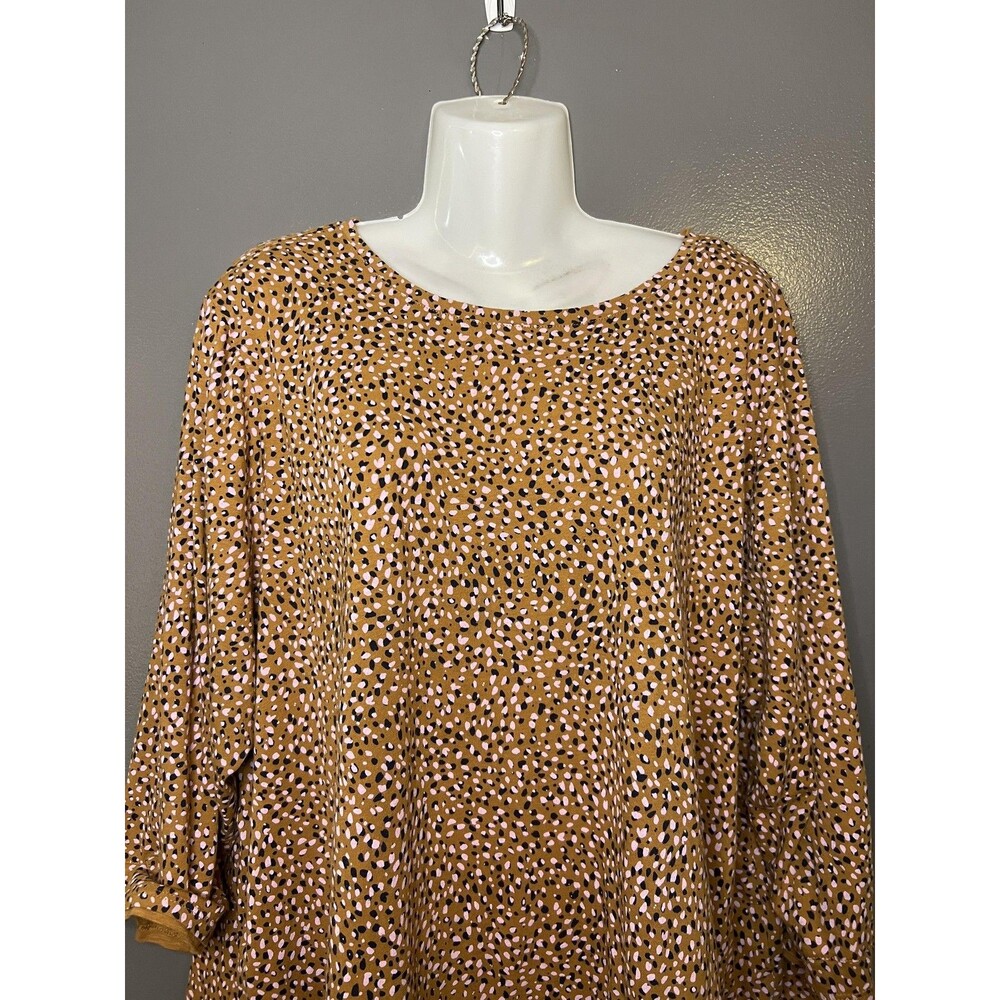 J. Jill Tunic Top Womens 3X Brown Animal Print 3/4 Dolman Sleeve Jersey